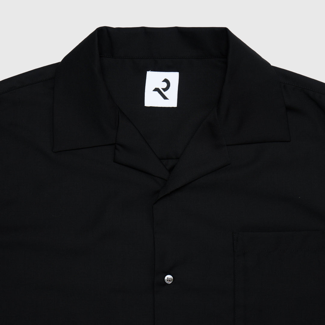 S/S Open Collar Shirt -black-