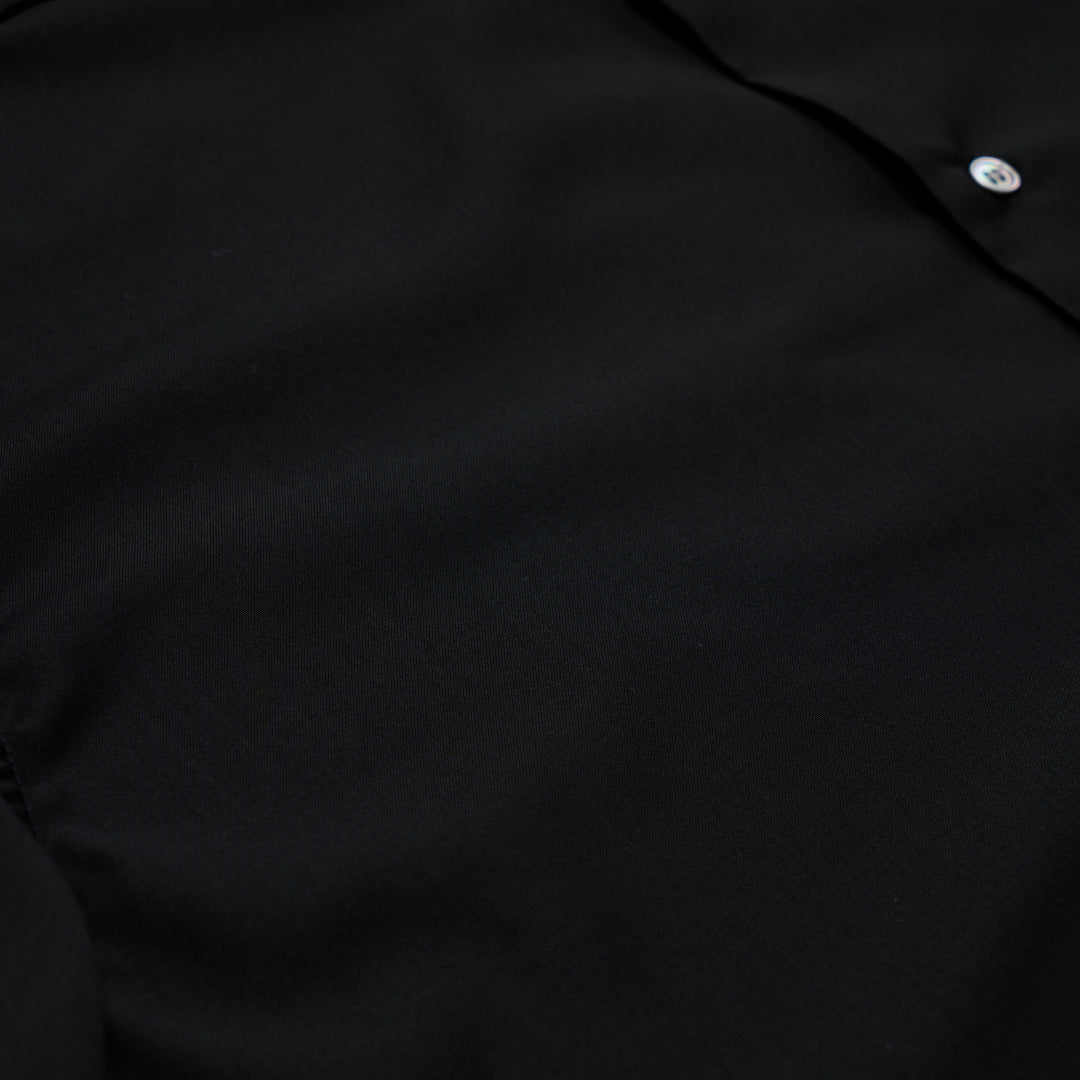 S/S Open Collar Shirt -black-