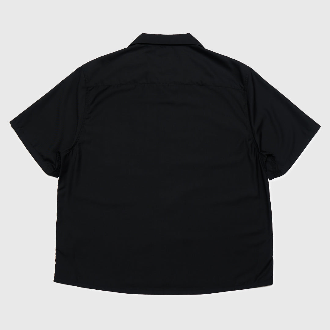 S/S Open Collar Shirt -black-