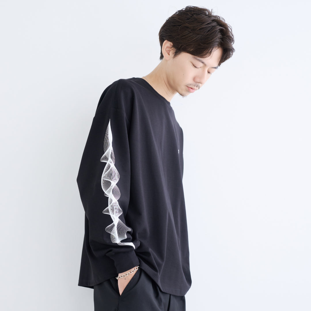L/S Tee "WAVE" -black-