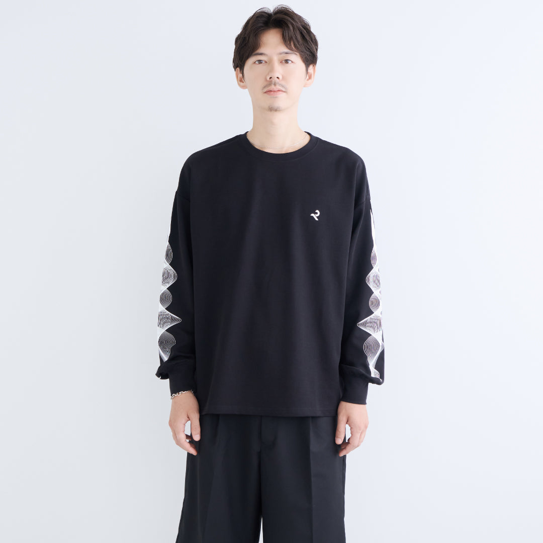L/S Tee "WAVE" -black-