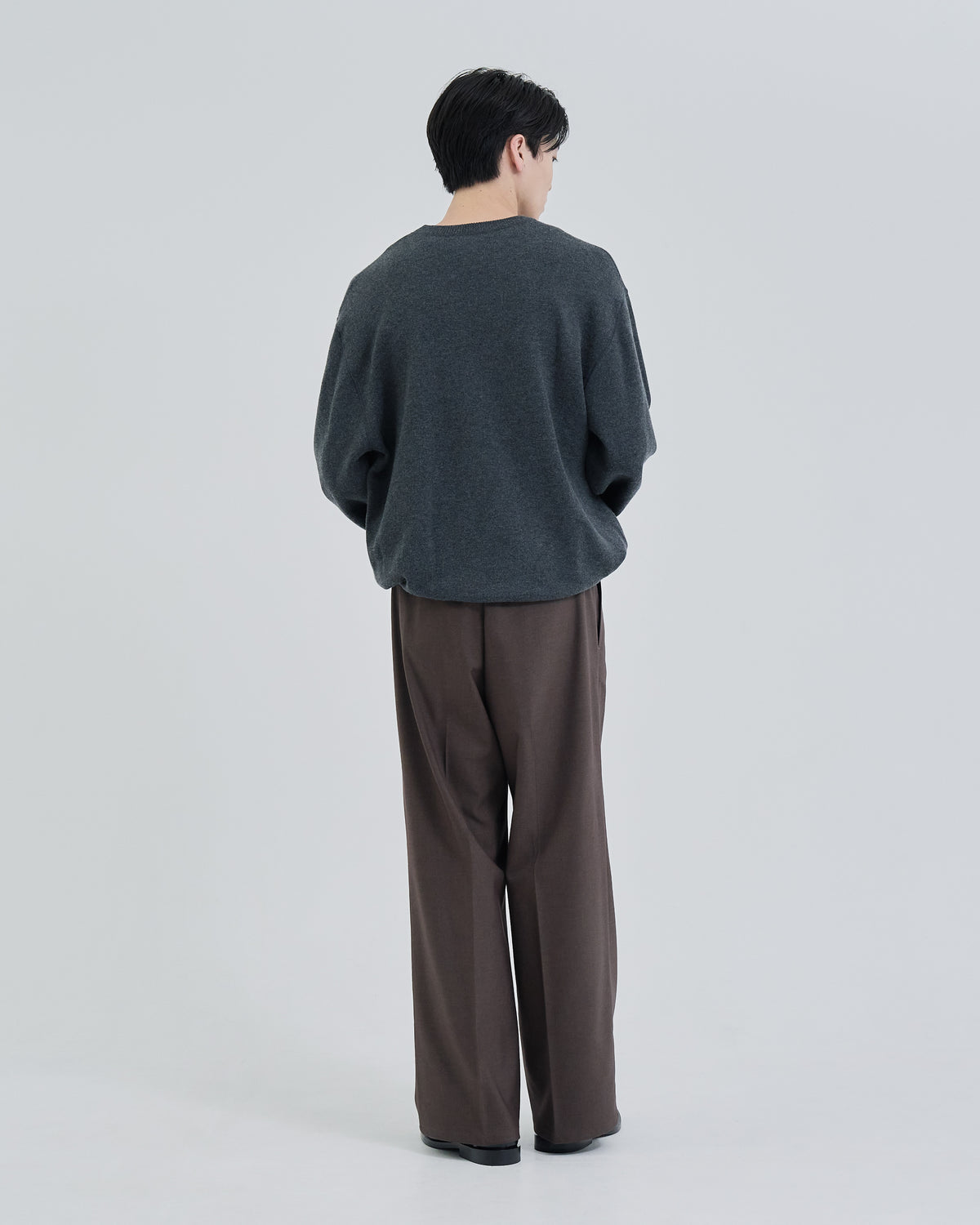 2Tuck Wide Wool Touch Slacks -brown-(10)