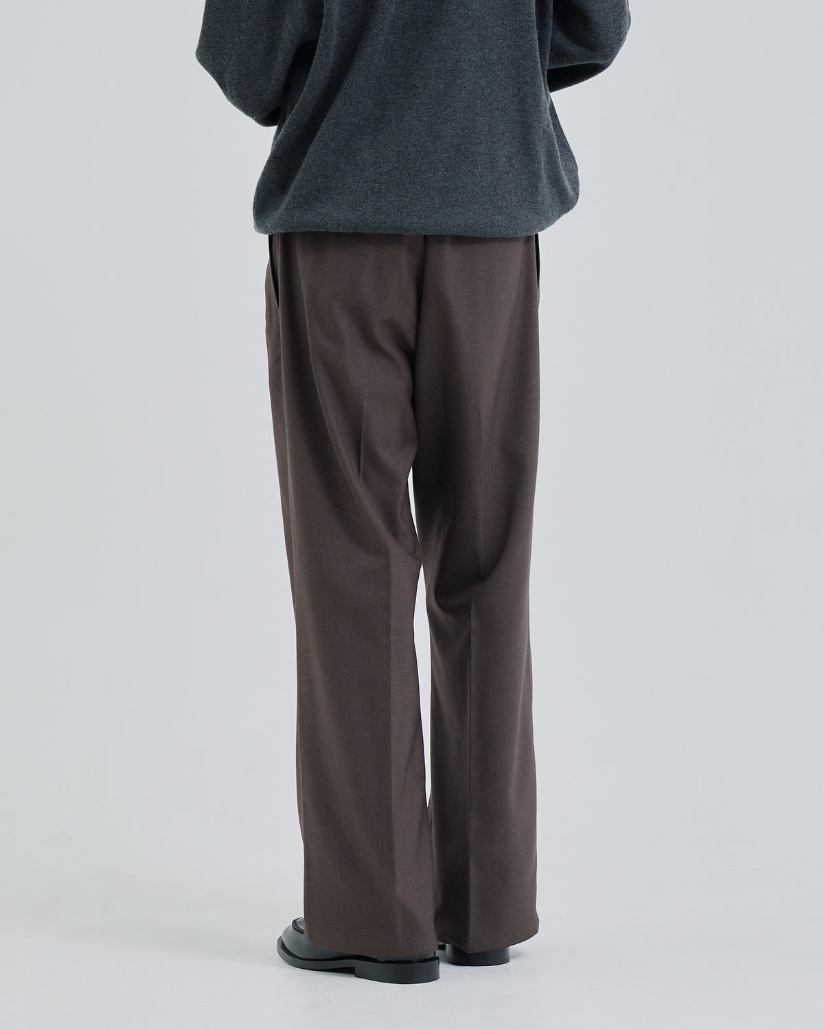 2Tuck Wide Wool Touch Slacks -brown-(15)