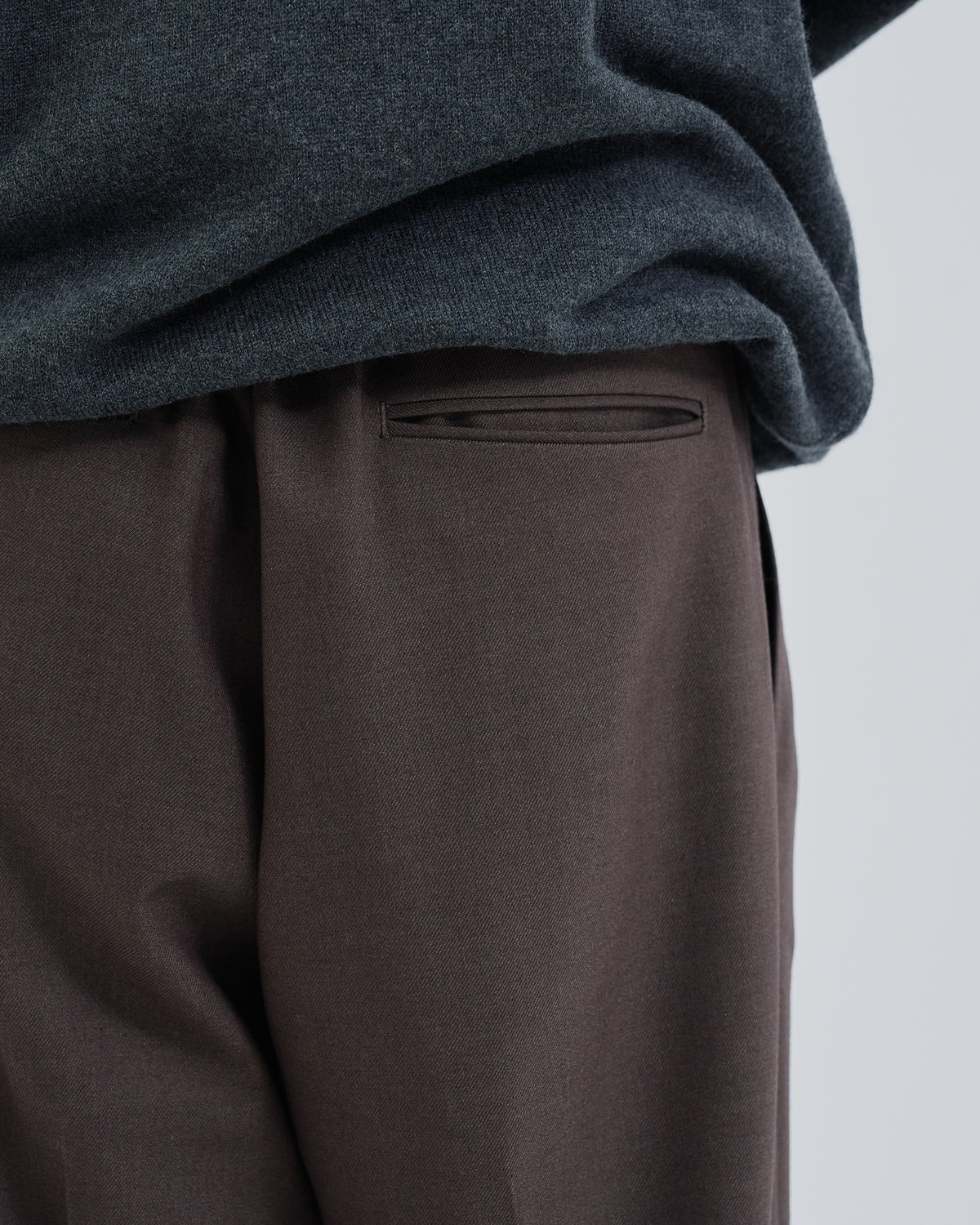 2Tuck Wide Wool Touch Slacks -brown-(7)