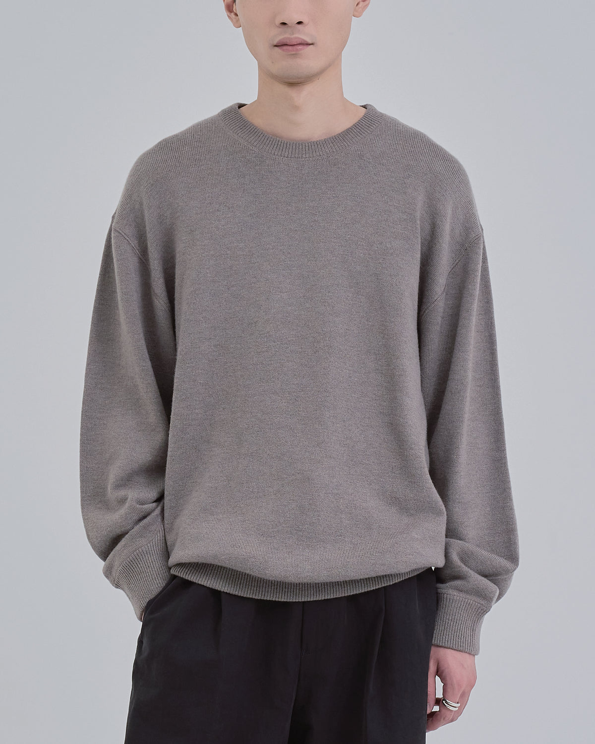 Sweat Touch Crew Neck Knit -ivory-