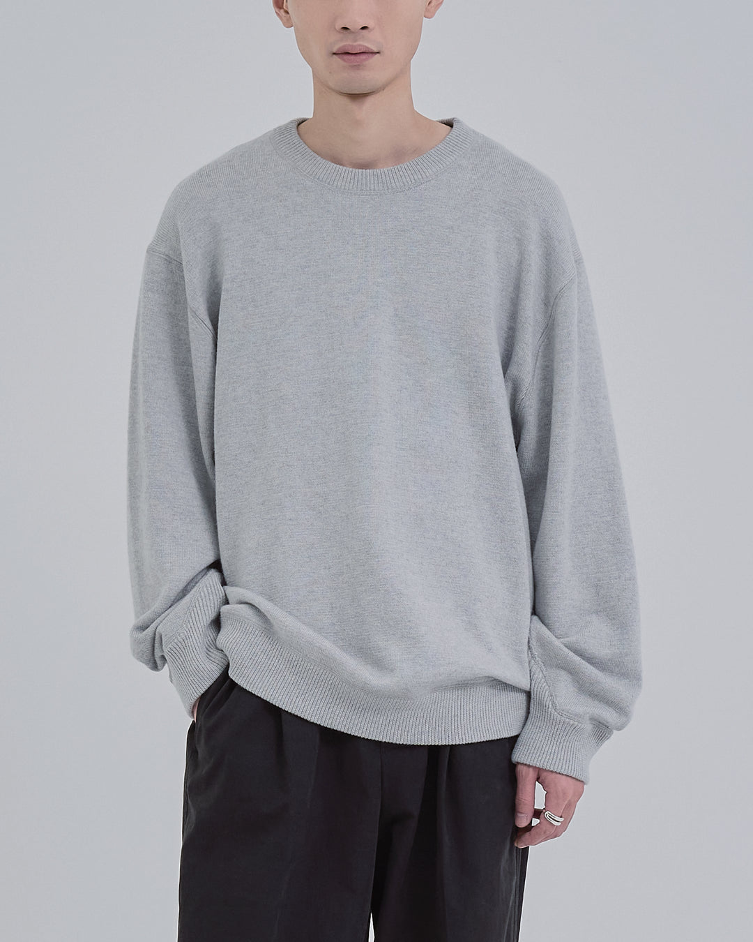 Sweat Touch Crew Neck Knit -light gray-