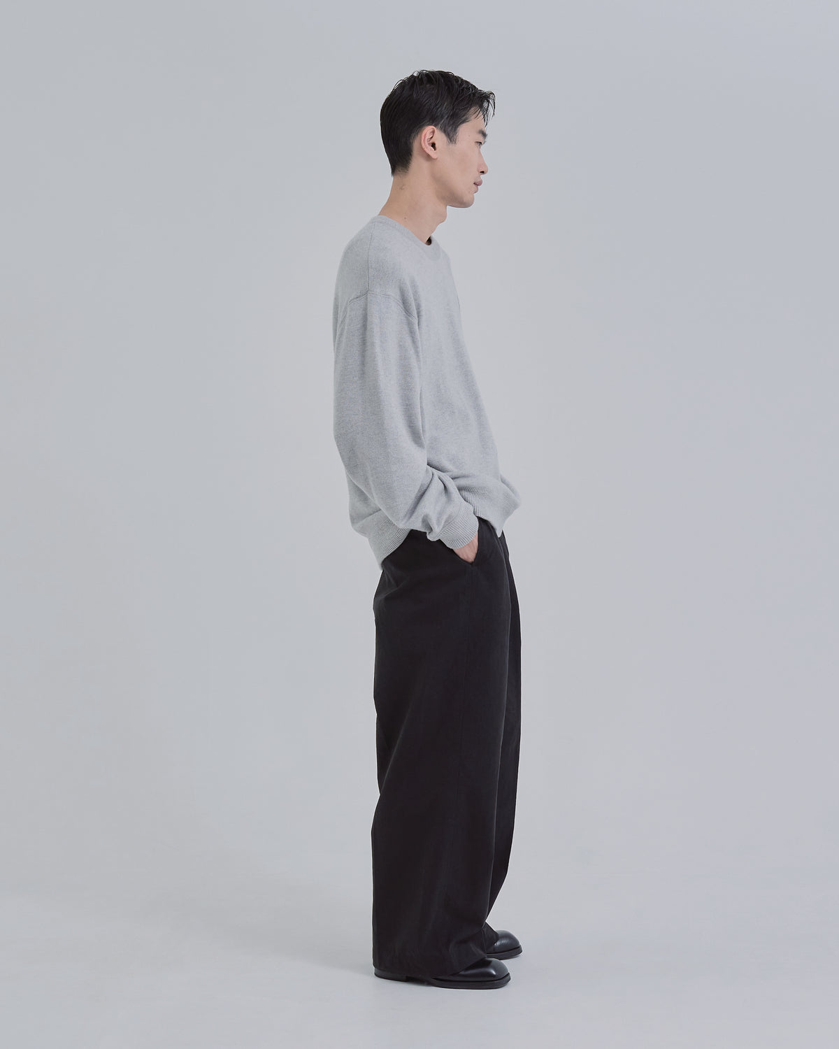Sweat Touch Crew Neck Knit -light gray-(4)