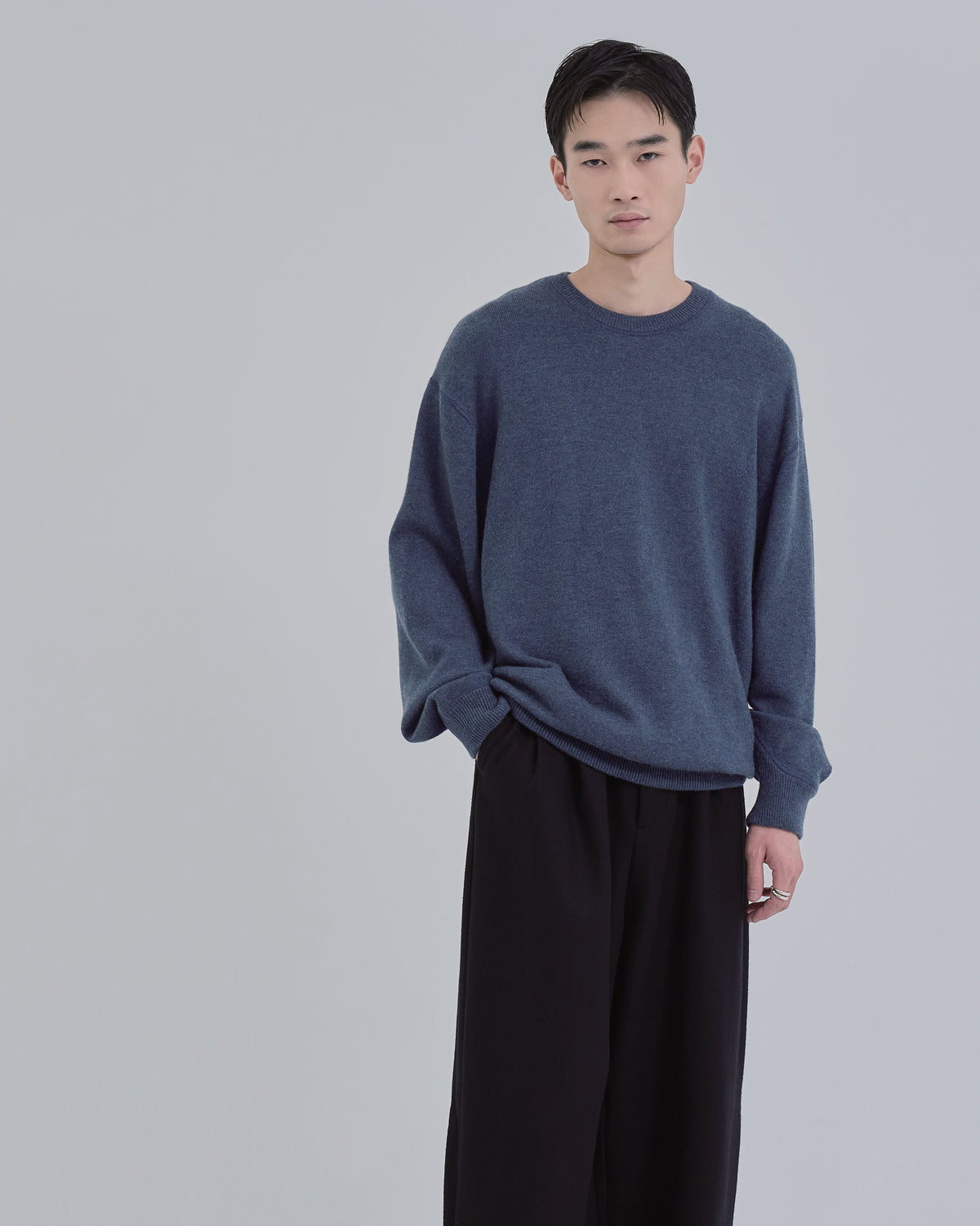 Sweat Touch Crew Neck Knit -blue-(10)