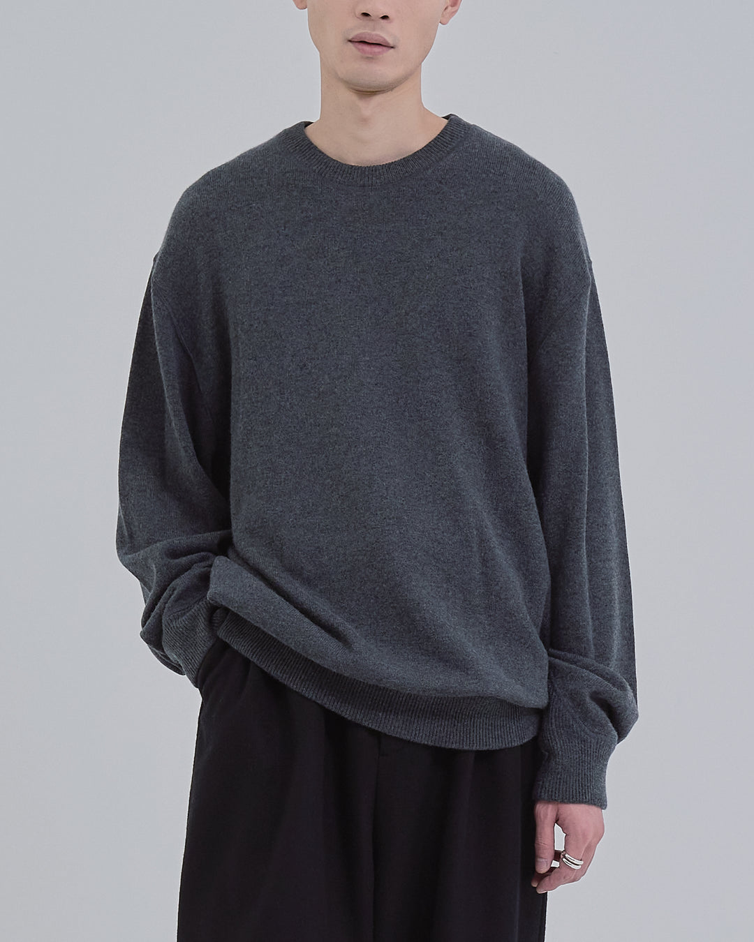 Sweat Touch Crew Neck Knit -gray-