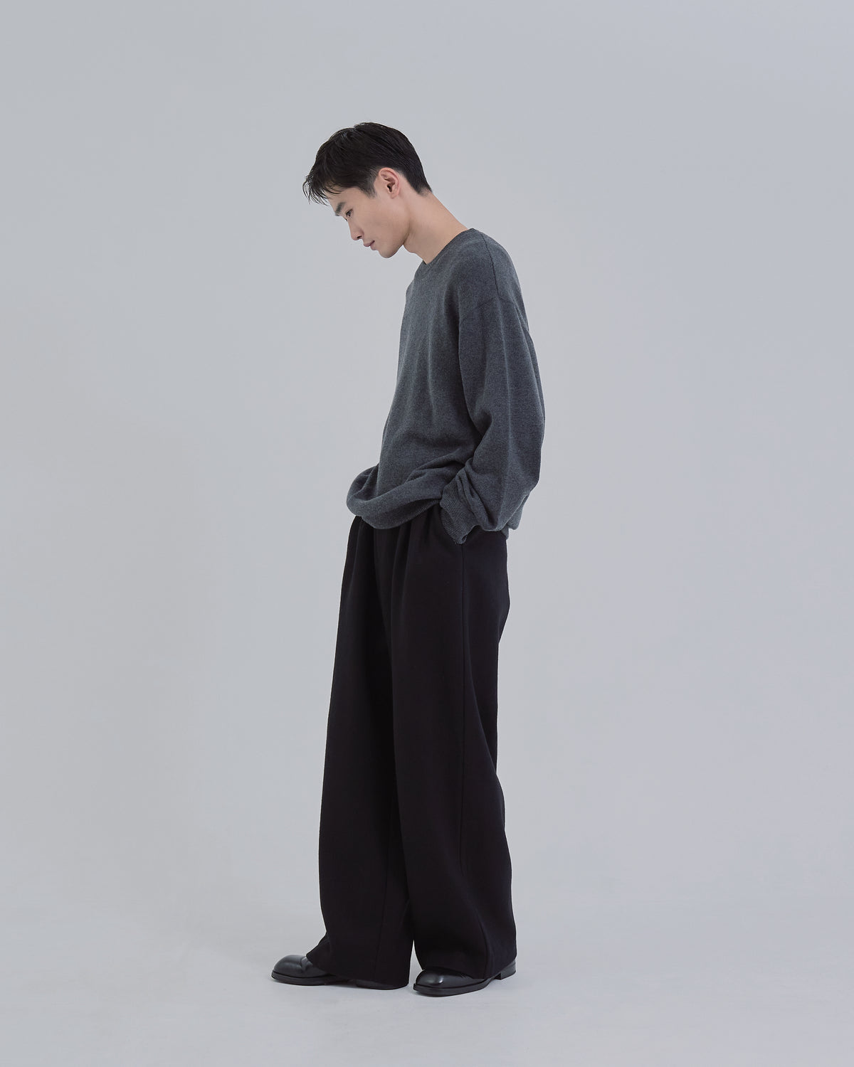 Sweat Touch Crew Neck Knit -gray-(2)