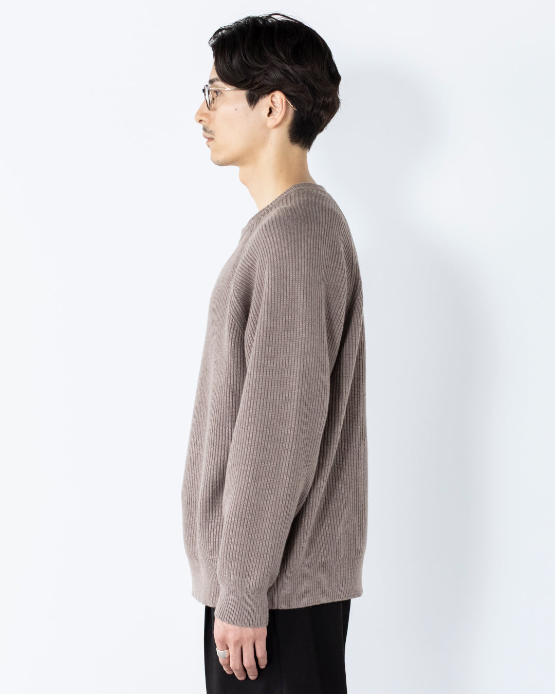 Wool Mixed Crewneck Knit -greige-