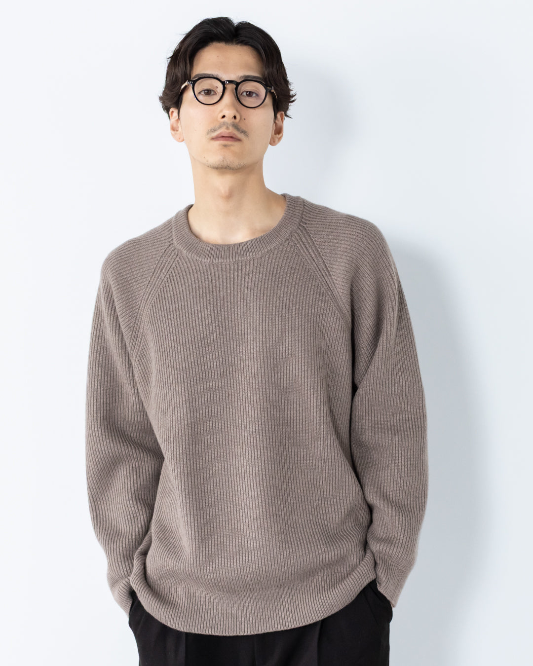 Wool Mixed Crewneck Knit -greige-