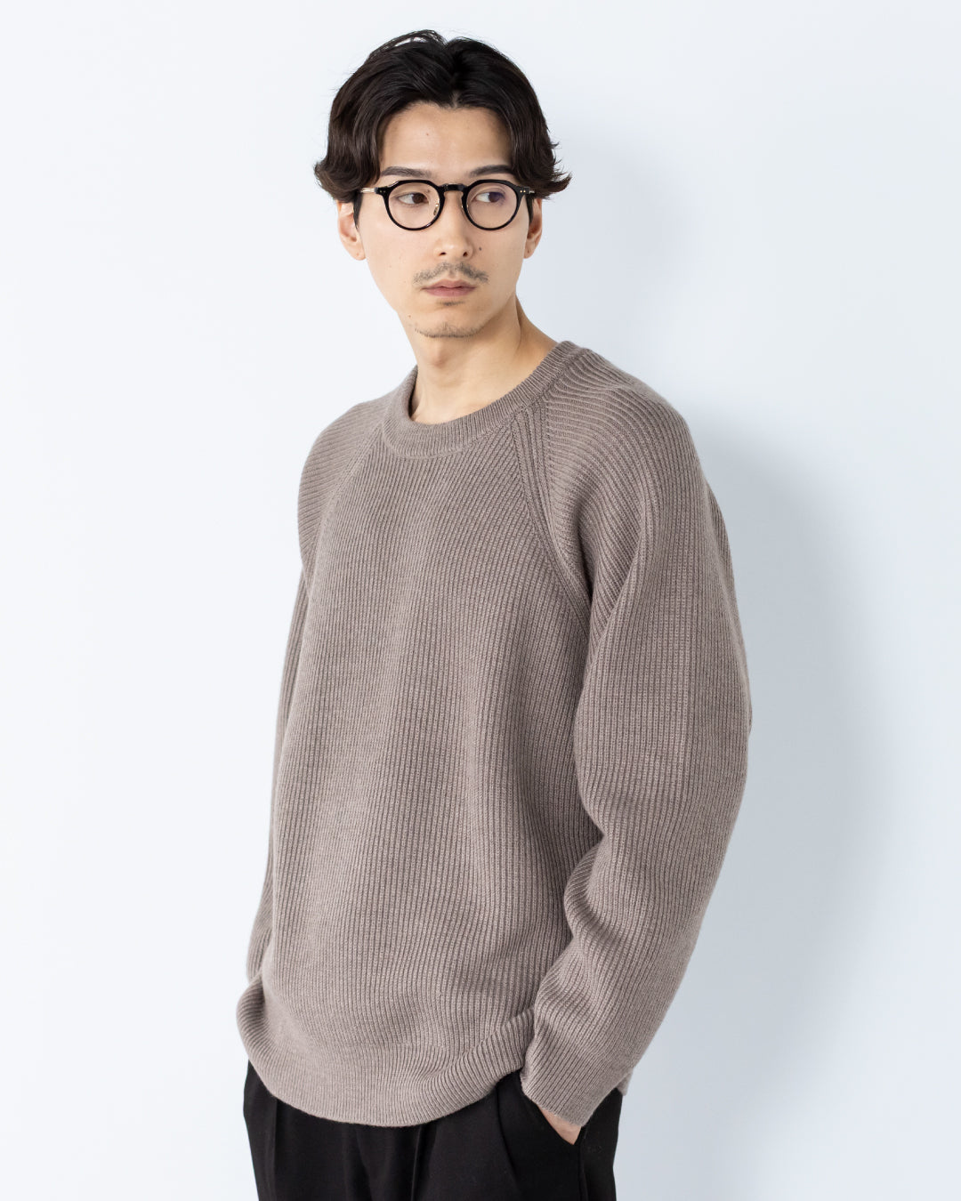 Wool Mixed Crewneck Knit -greige-