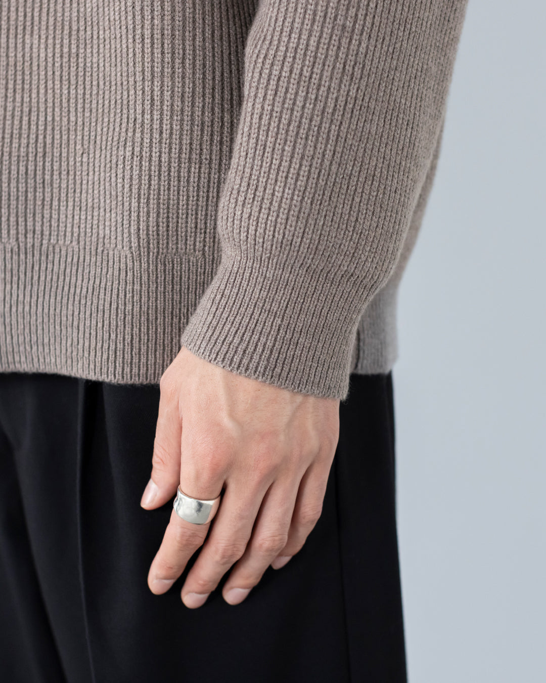 Wool Mixed Crewneck Knit -greige-