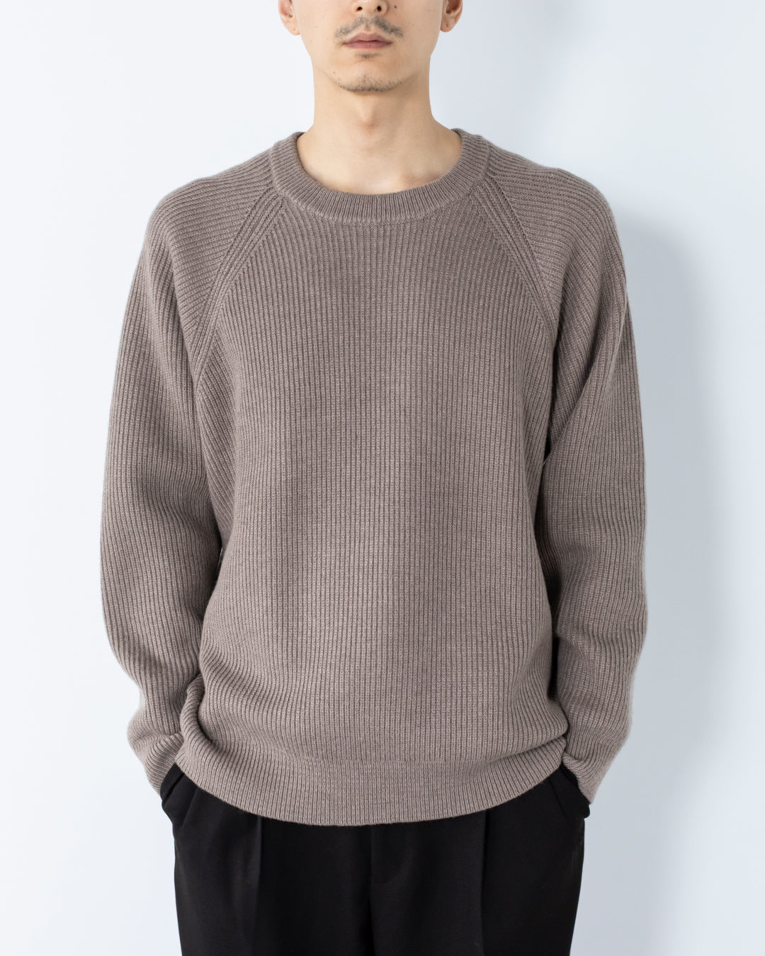 Wool Mixed Crewneck Knit -greige-