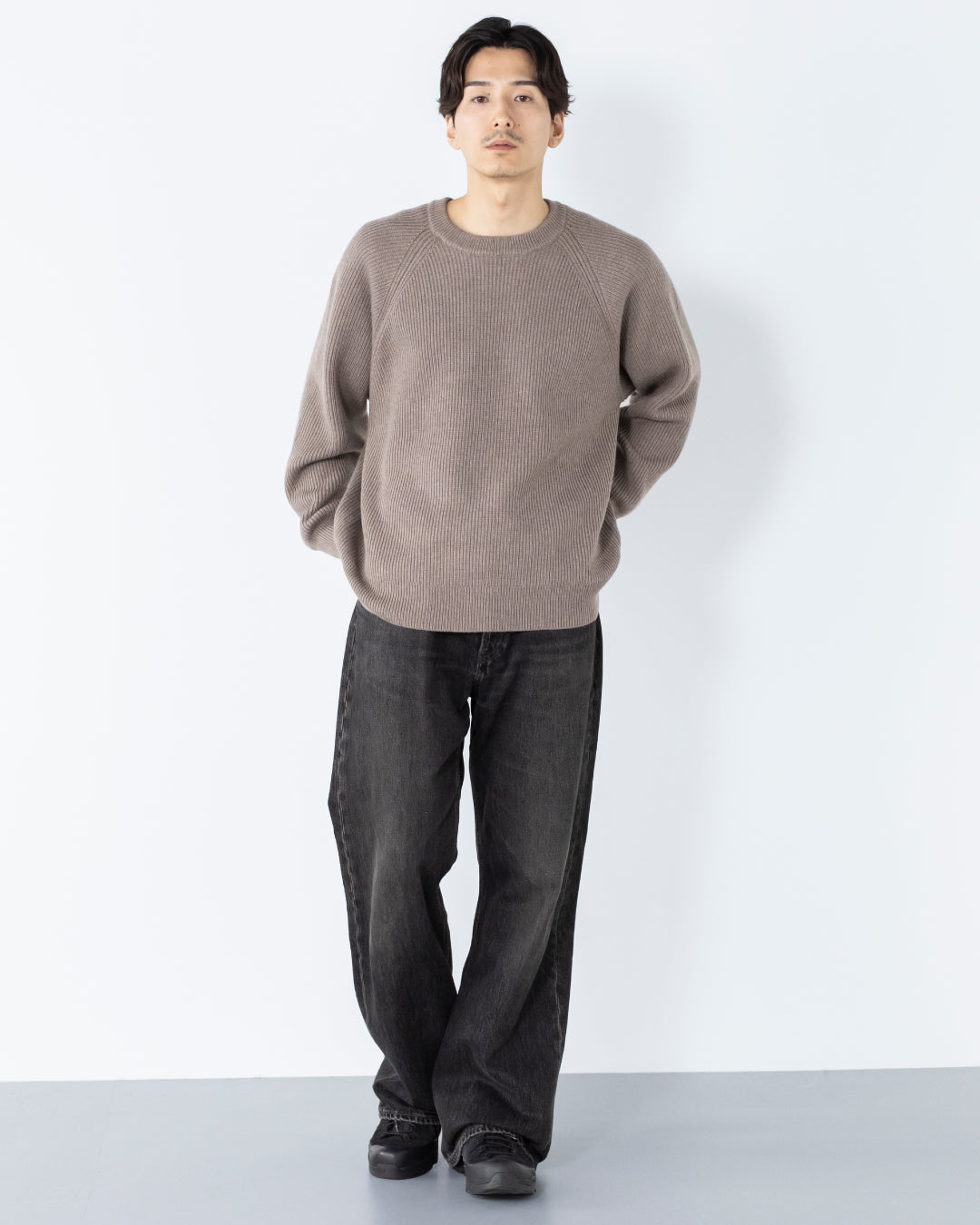 Wool Mixed Crewneck Knit -greige-