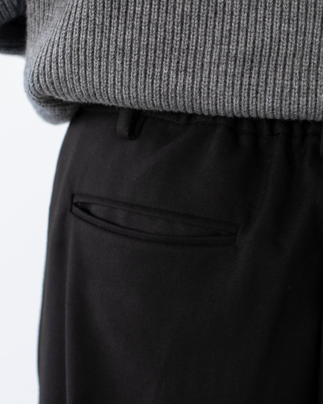 2Tuck Wide Wool Touch Slacks -black-