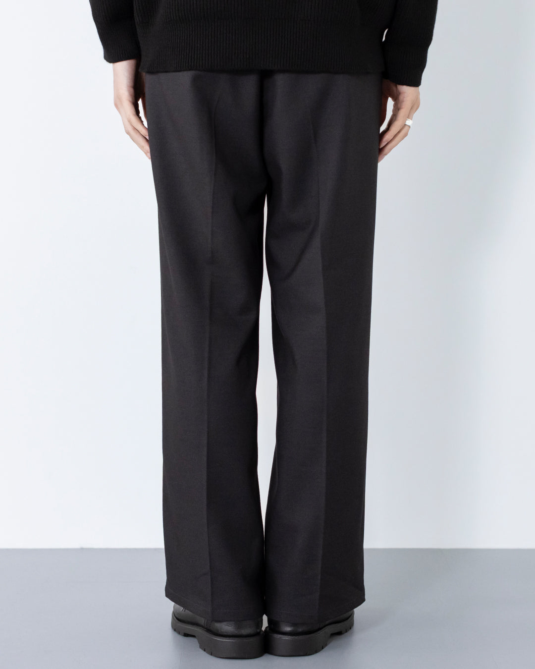 2Tuck Wide Wool Touch Slacks -dark gray-