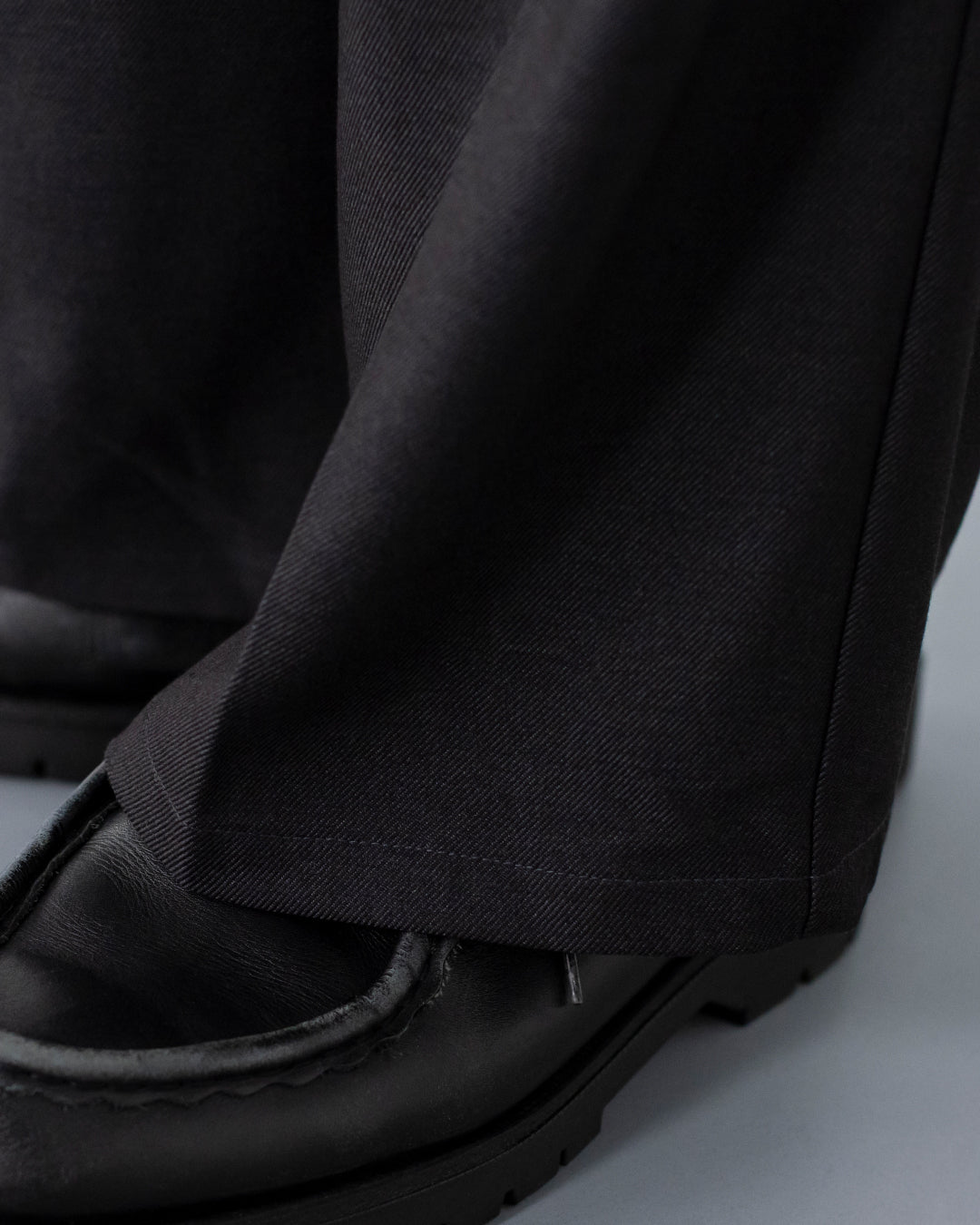 2Tuck Wide Wool Touch Slacks -dark gray-