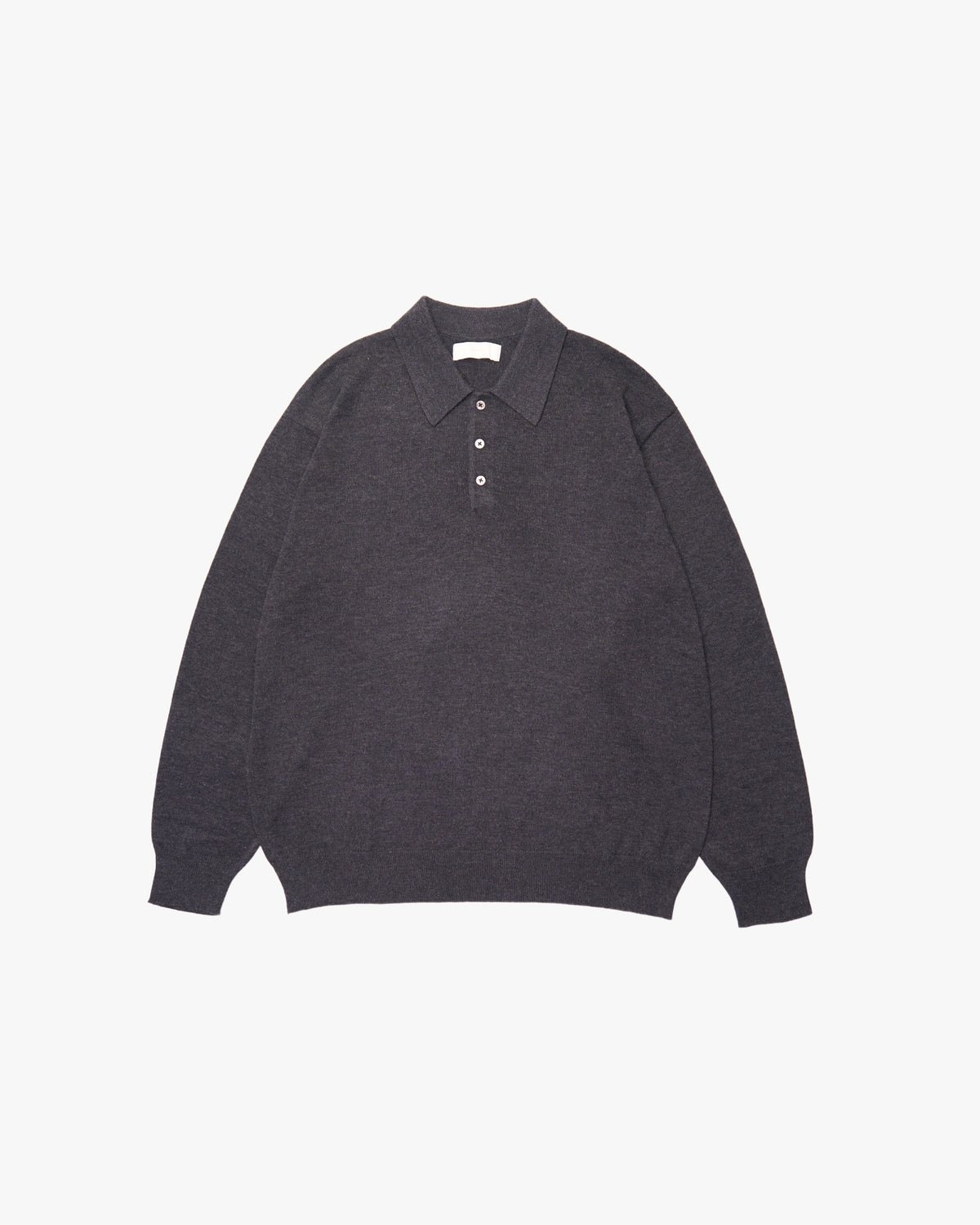 Wholegarment L/S Knit Polo -charcoal-