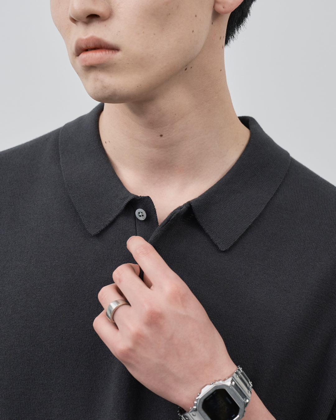 S/S Dry Knit Polo -charcoal-
