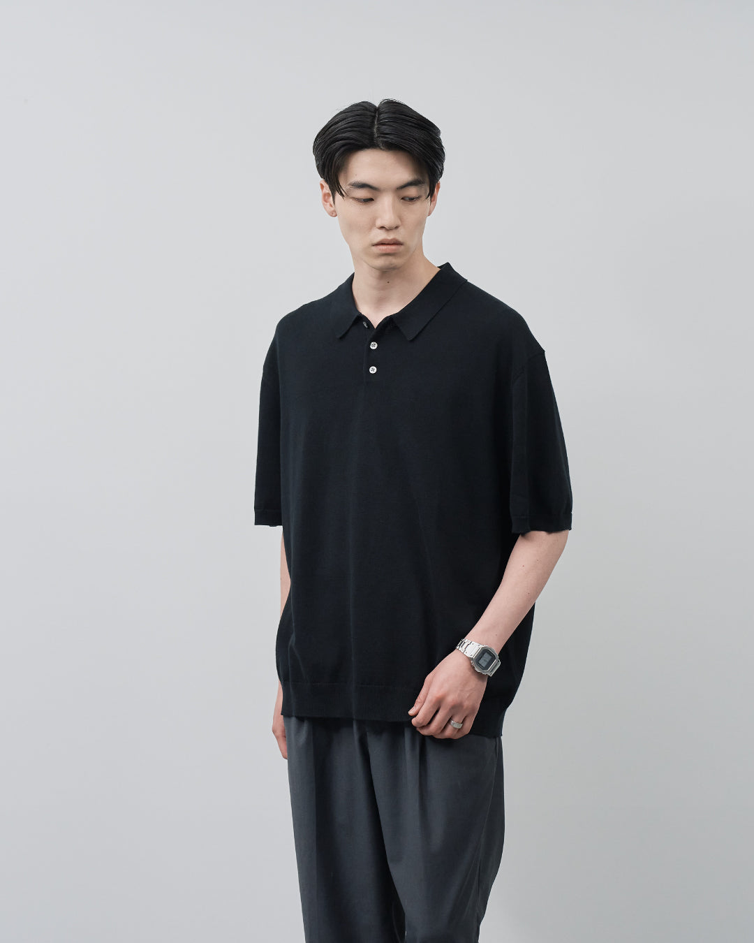 S/S Dry Knit Polo -black-