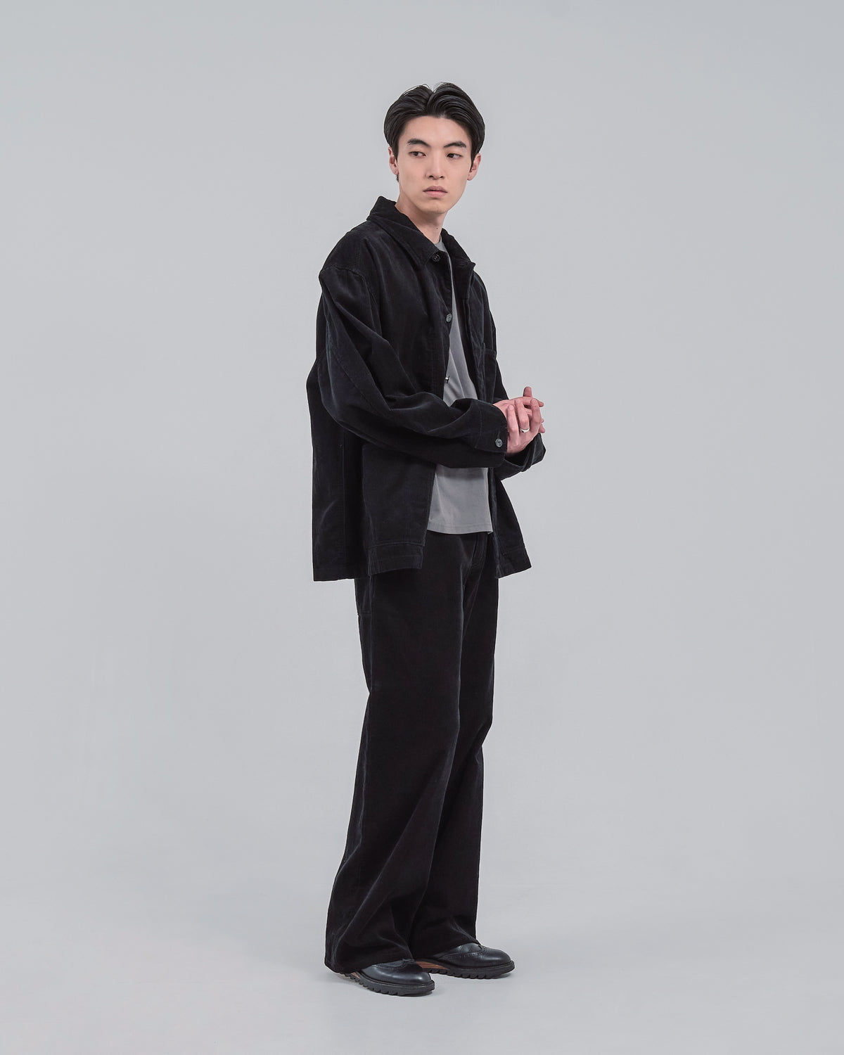 Relaxed Fit Corduroy Jacket -black-(5)