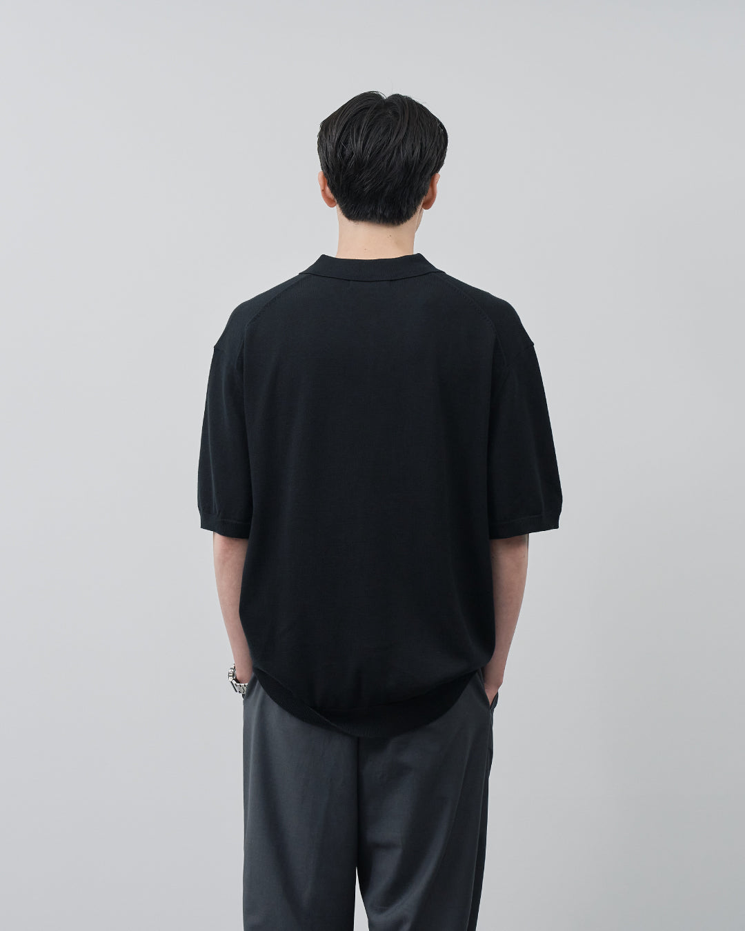 S/S Dry Knit Polo -black-