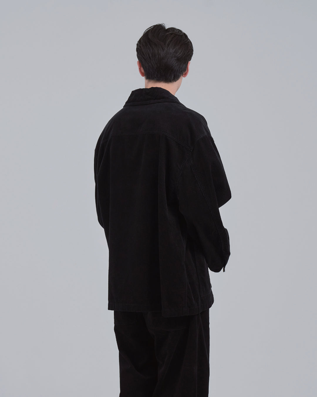 Relaxed Fit Corduroy Jacket -black-