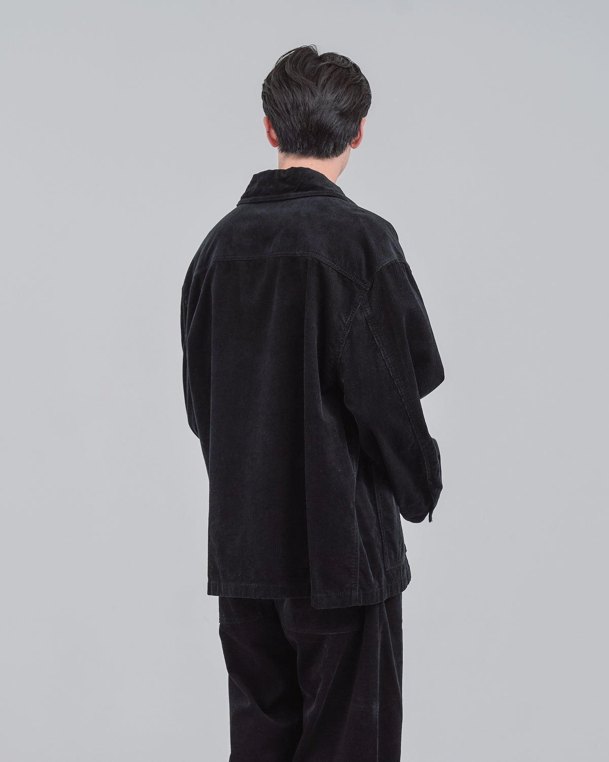 Relaxed Fit Corduroy Jacket -black-(3)