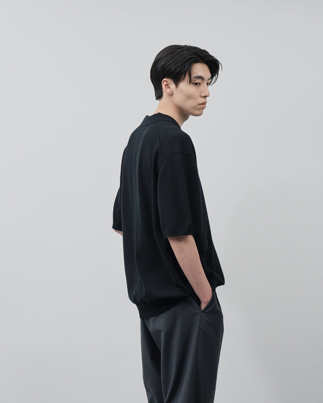 S/S Dry Knit Polo -black-