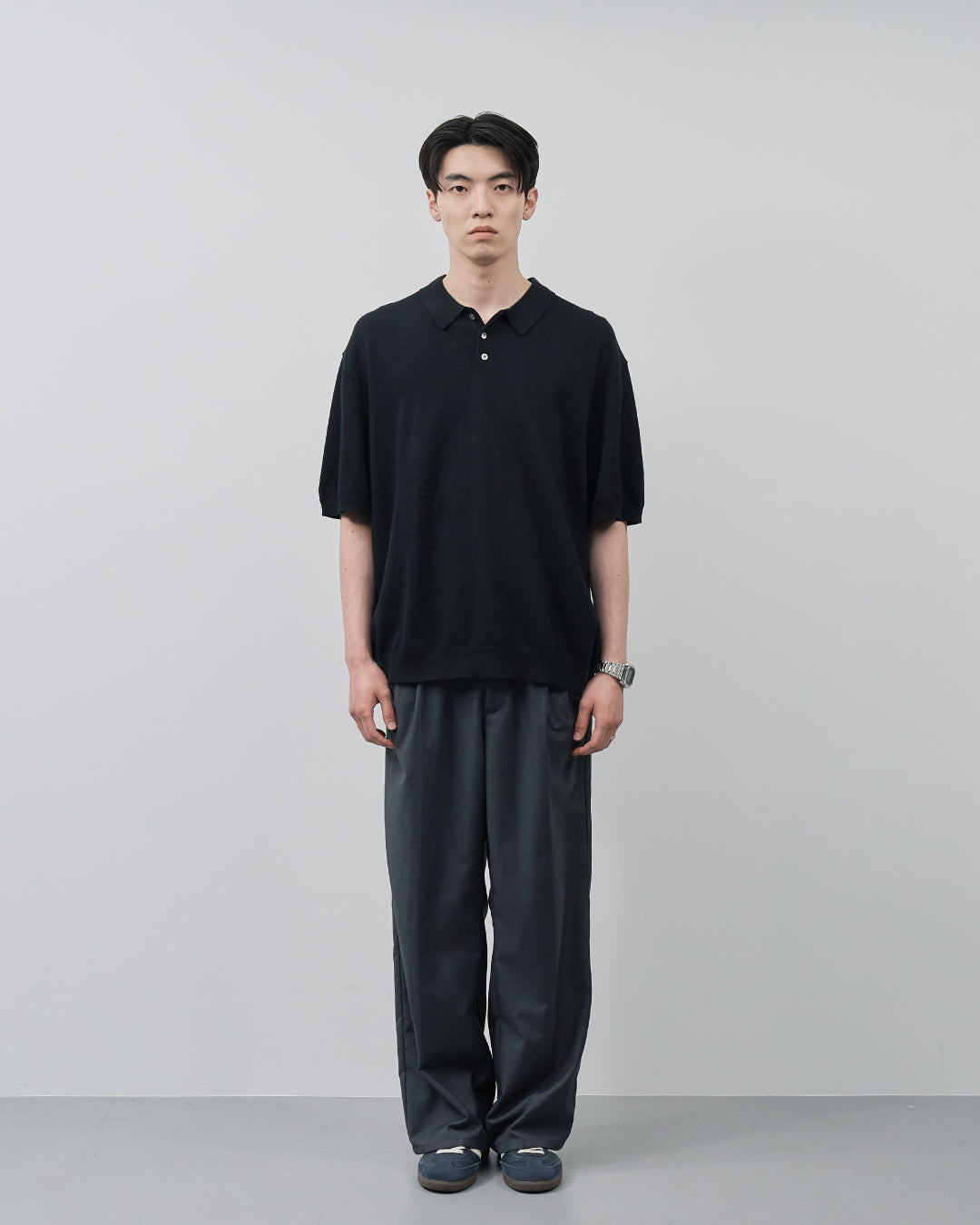 S/S Dry Knit Polo -black-