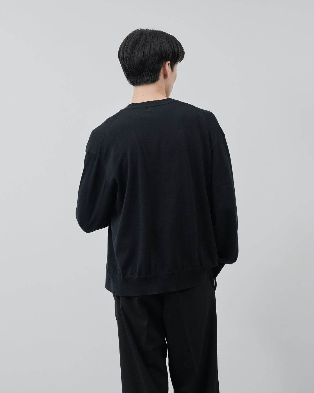 Sheer L/S Cardigan -black-