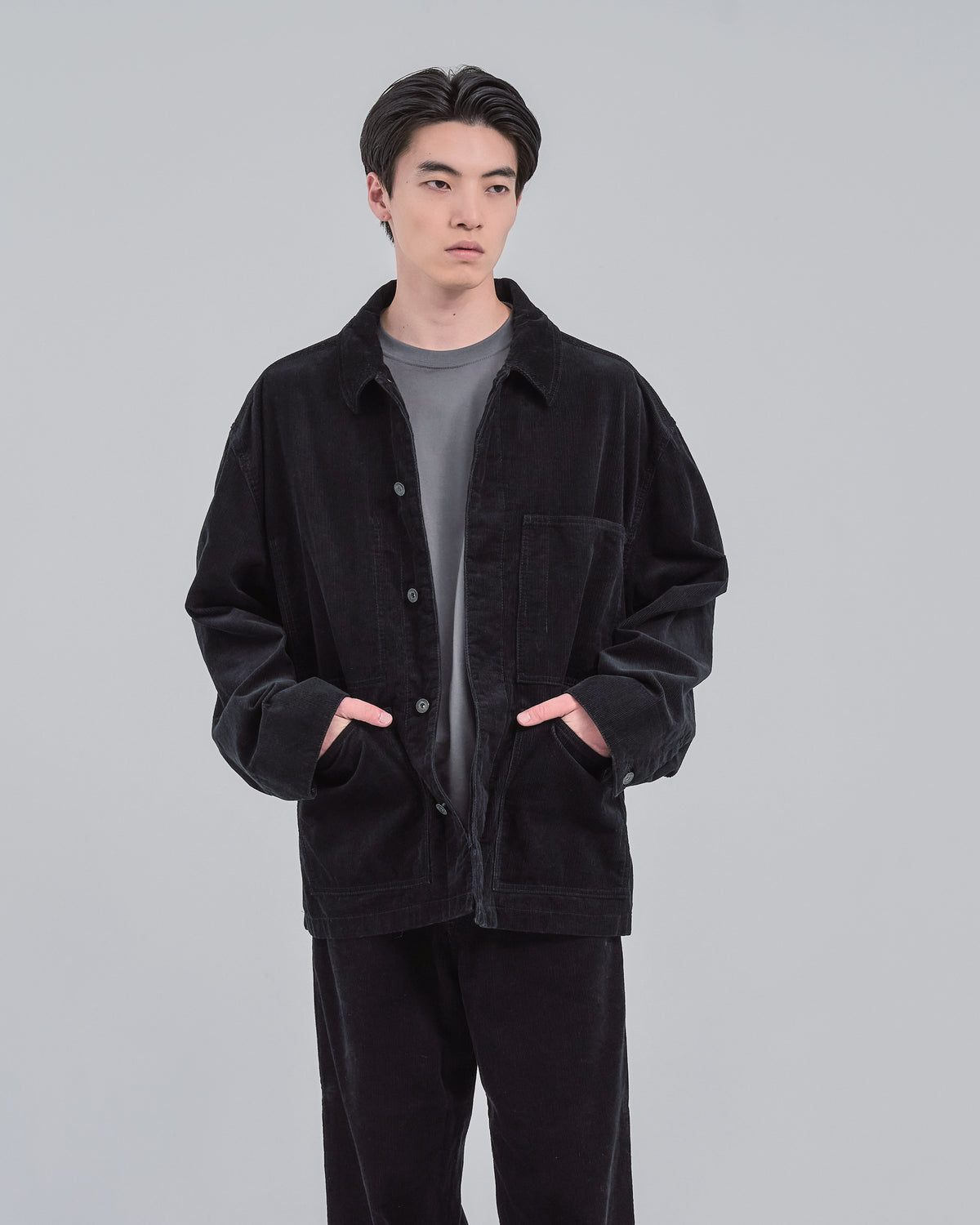 Relaxed Fit Corduroy Jacket -black-(6)