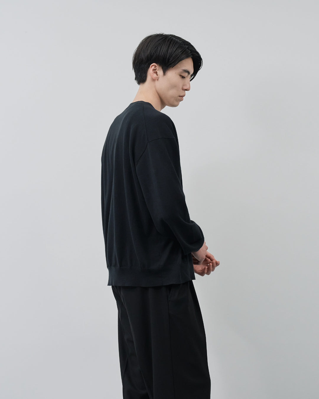 Sheer L/S Cardigan -black-