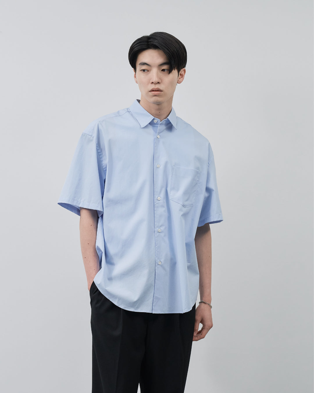 Relaxed Fit S/S Regular Collar Shirt -saxe blue-