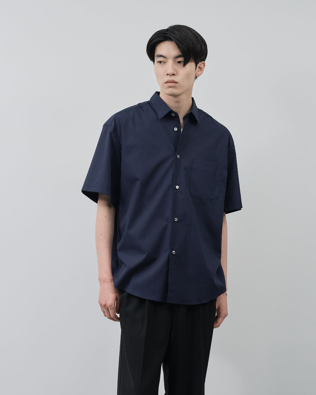 Relaxed Fit S/S Regular Collar Shirt -navy-