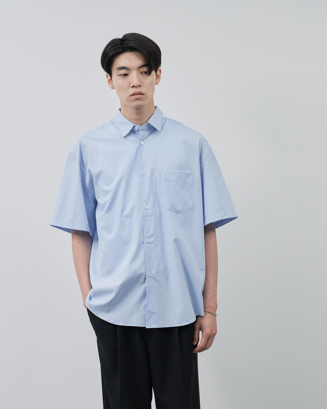Relaxed Fit S/S Regular Collar Shirt -saxe blue-