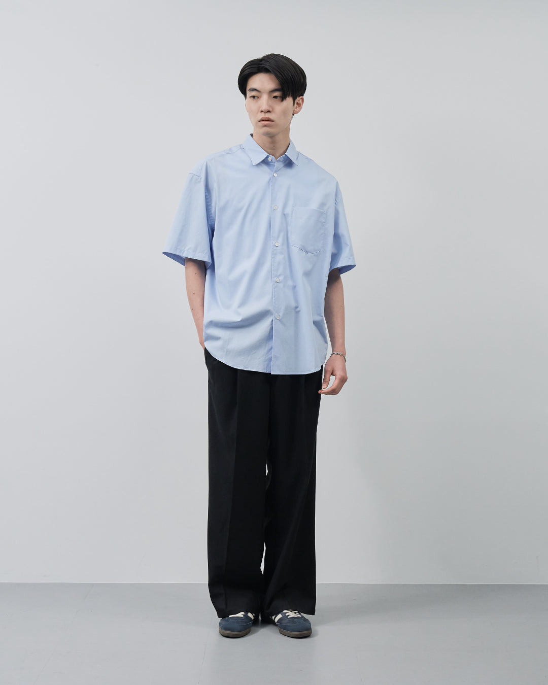 Relaxed Fit S/S Regular Collar Shirt -saxe blue-