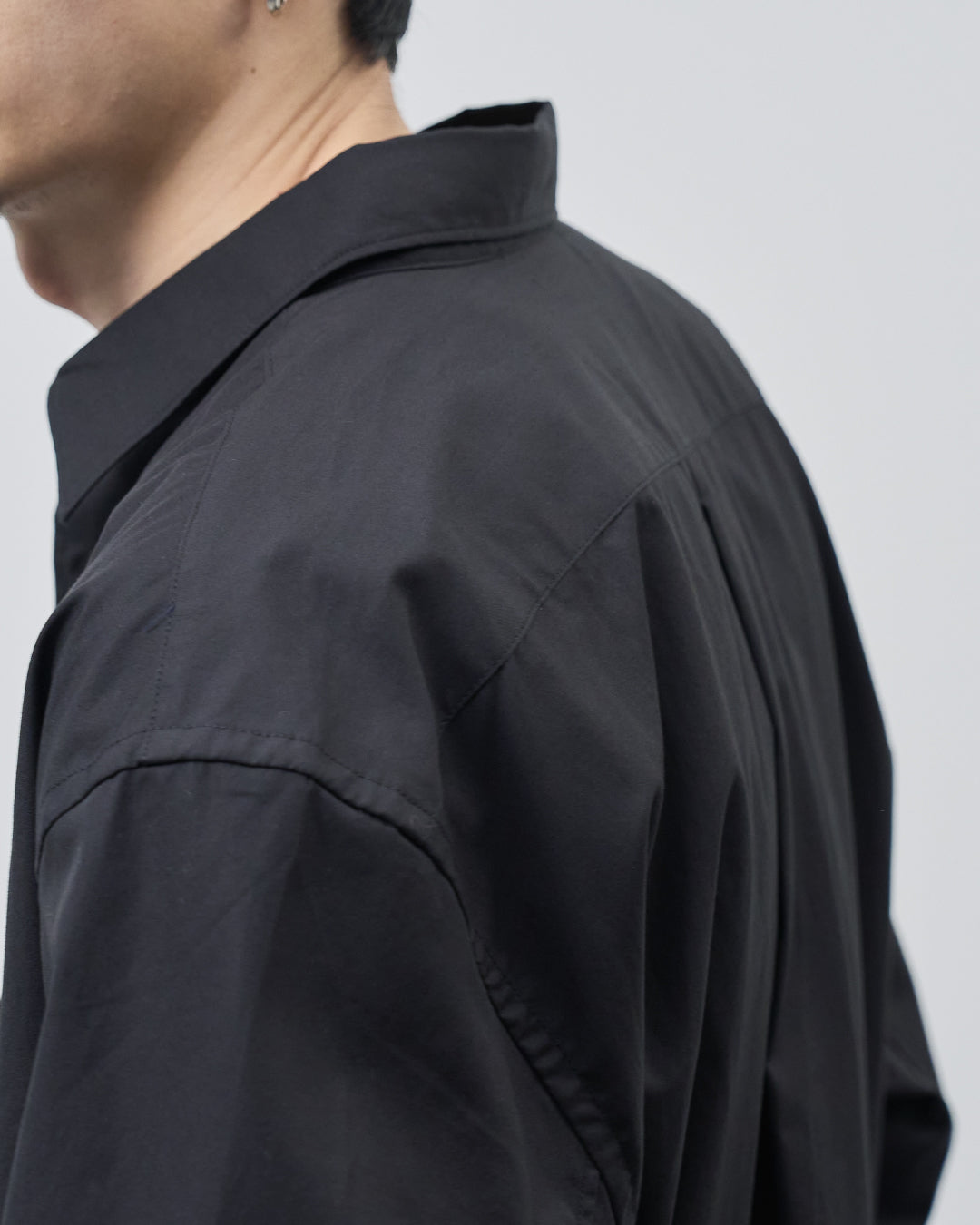 Relaxed Fit Regular Collar L/S Shirt -black-