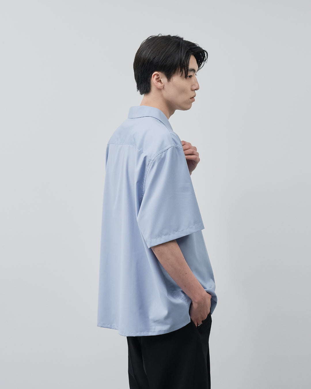 Italian Open-Collar S/S Shirt -saxe blue-