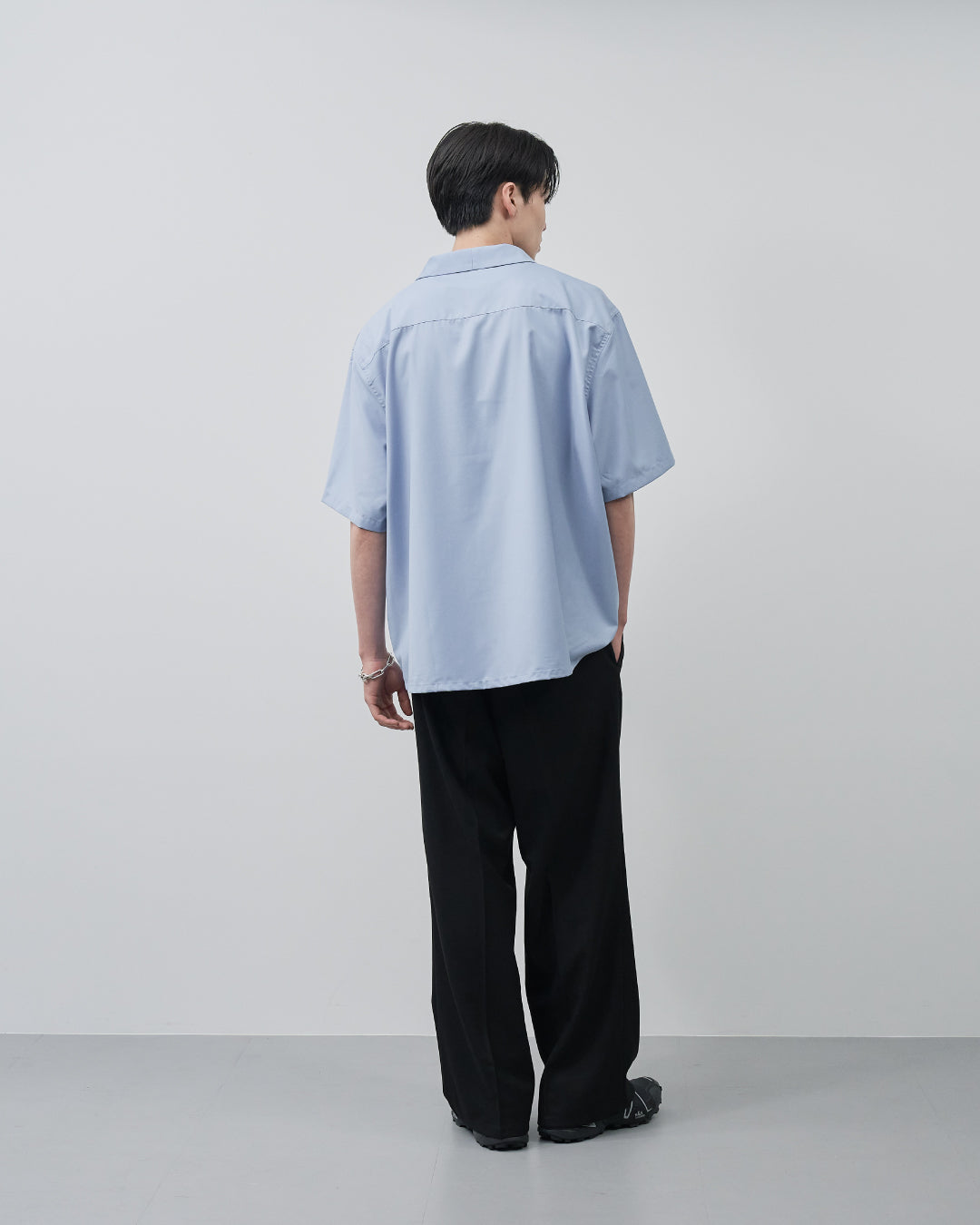 Italian Open-Collar S/S Shirt -saxe blue-