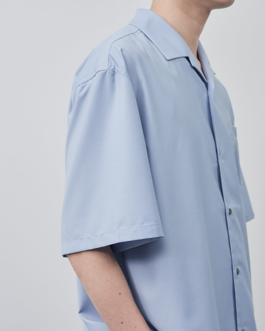 Italian Open-Collar S/S Shirt -saxe blue-