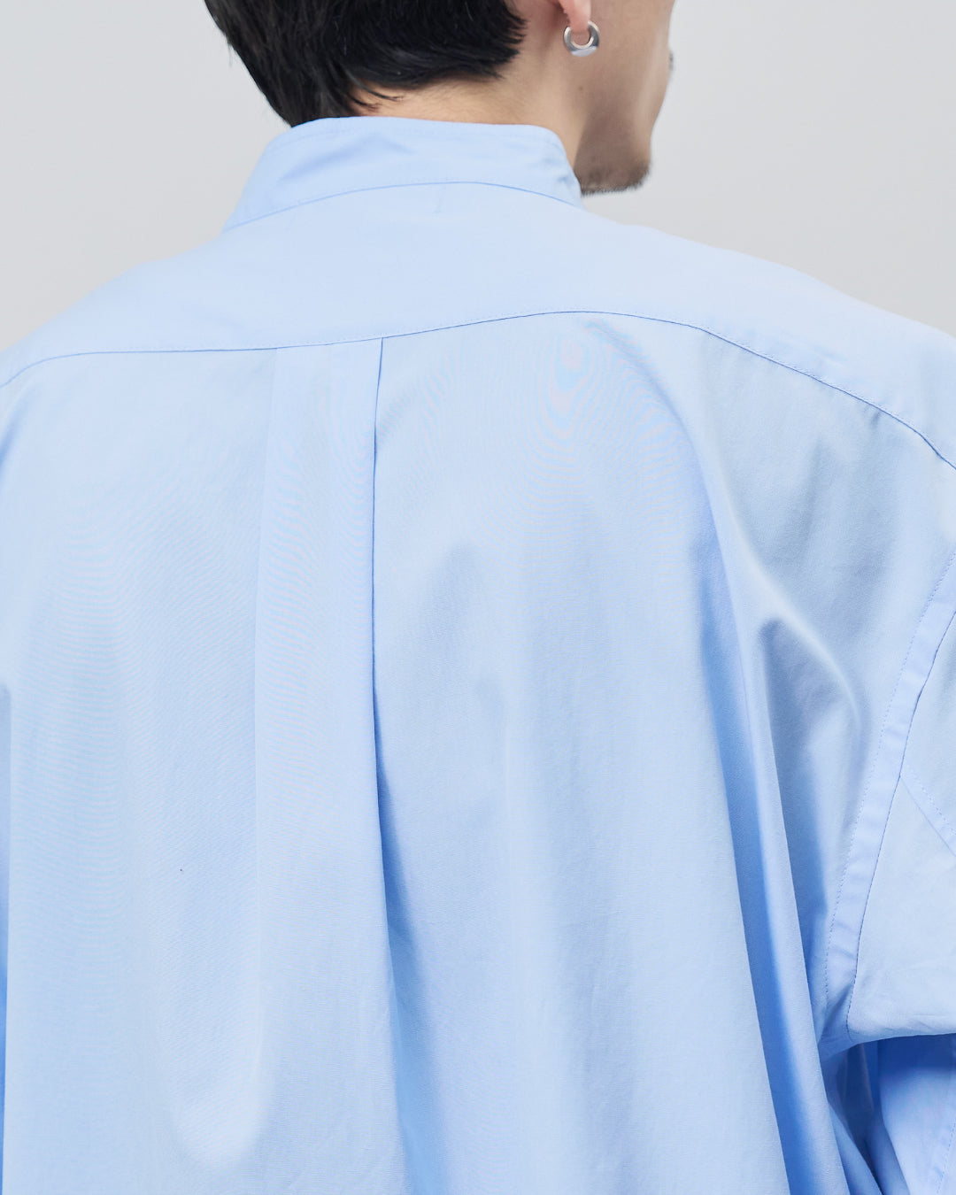 Relaxed Fit Band Collar L/S Shirt -saxe blue-