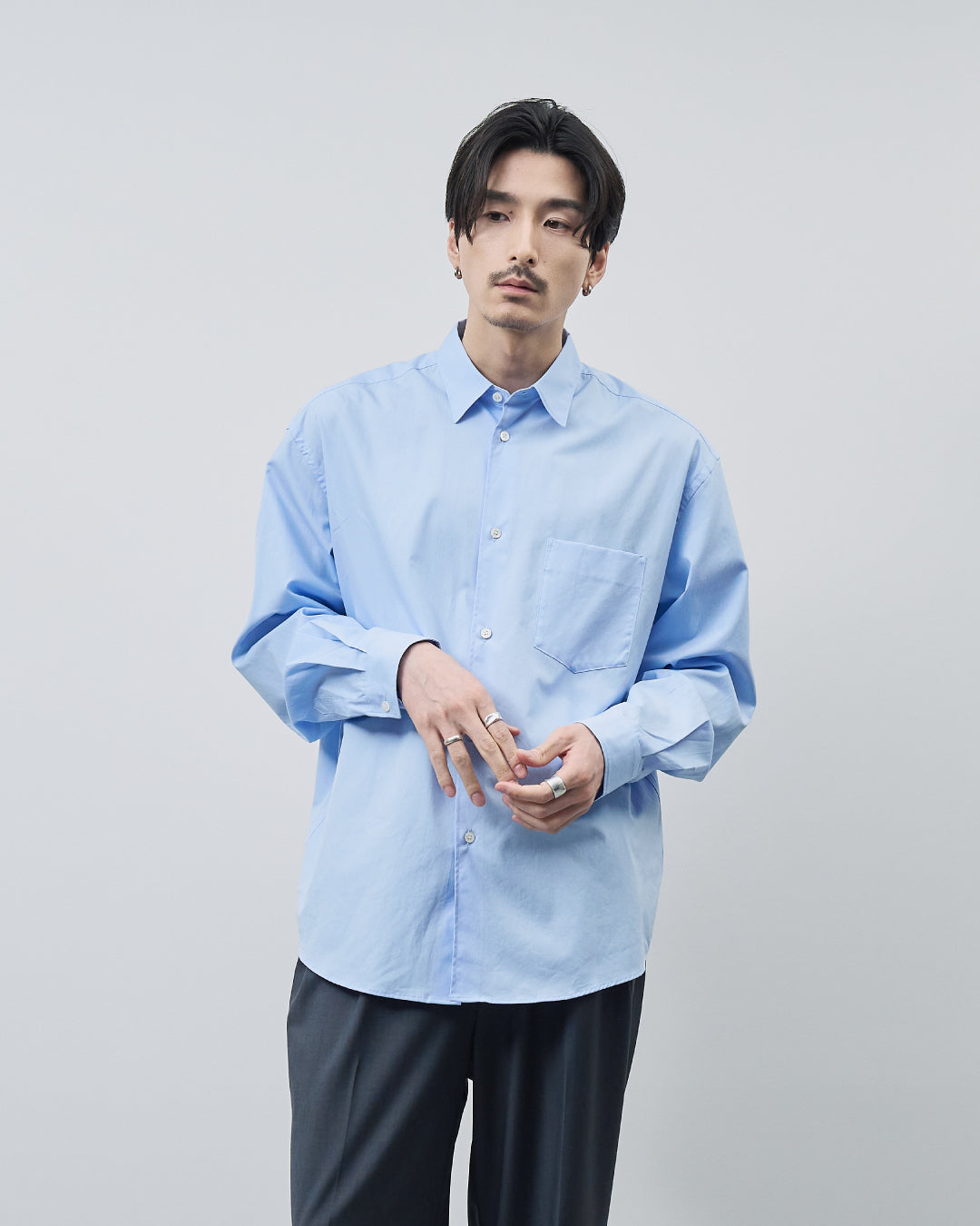 Relaxed Fit Regular Collar L/S Shirt -saxe blue-