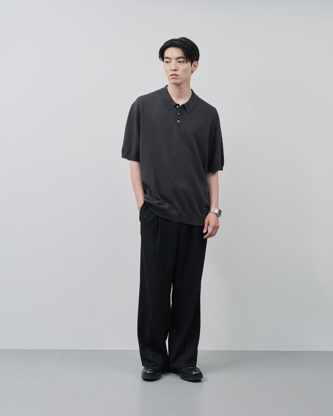 S/S Dry Knit Polo -charcoal-