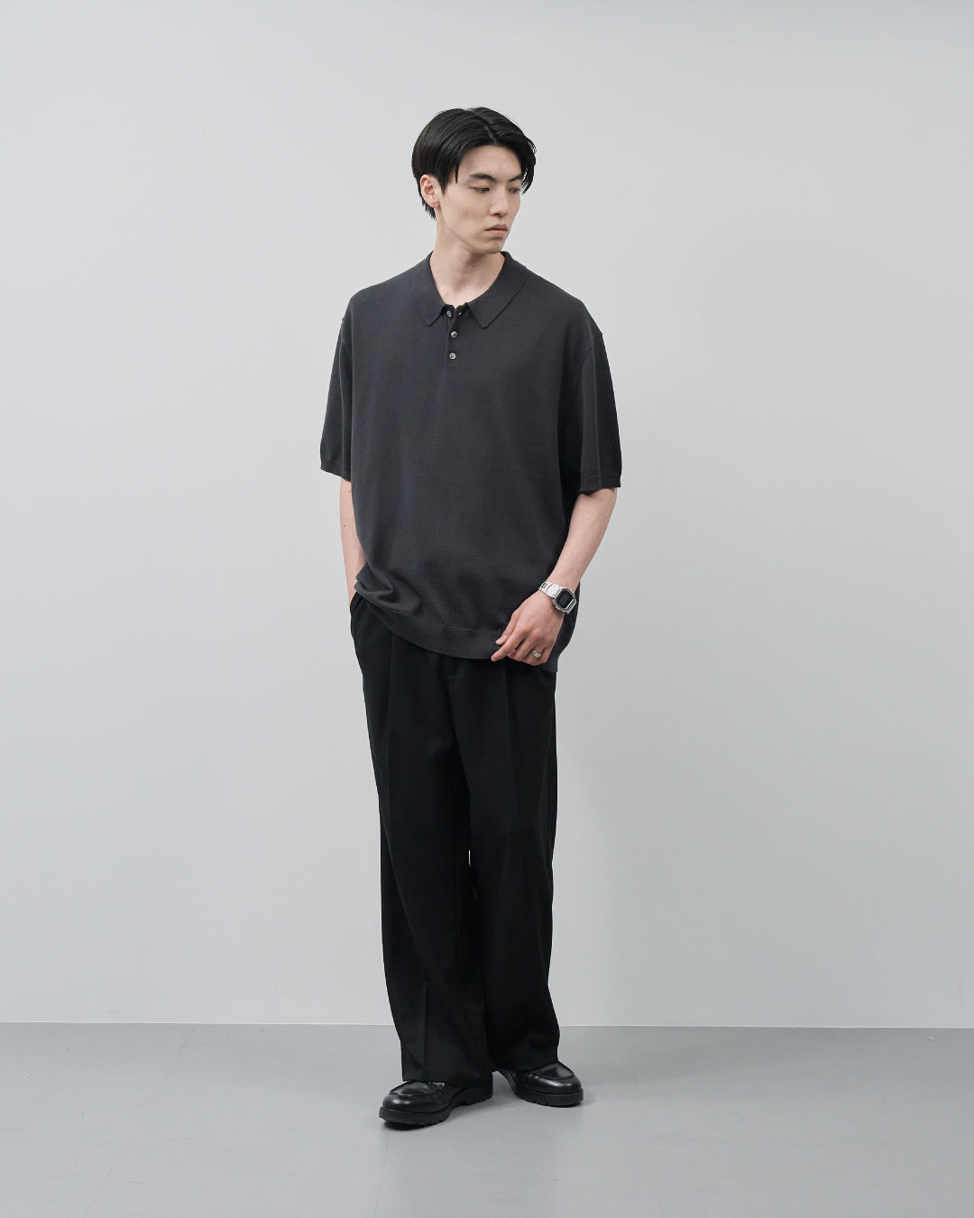 S/S Dry Knit Polo -charcoal-