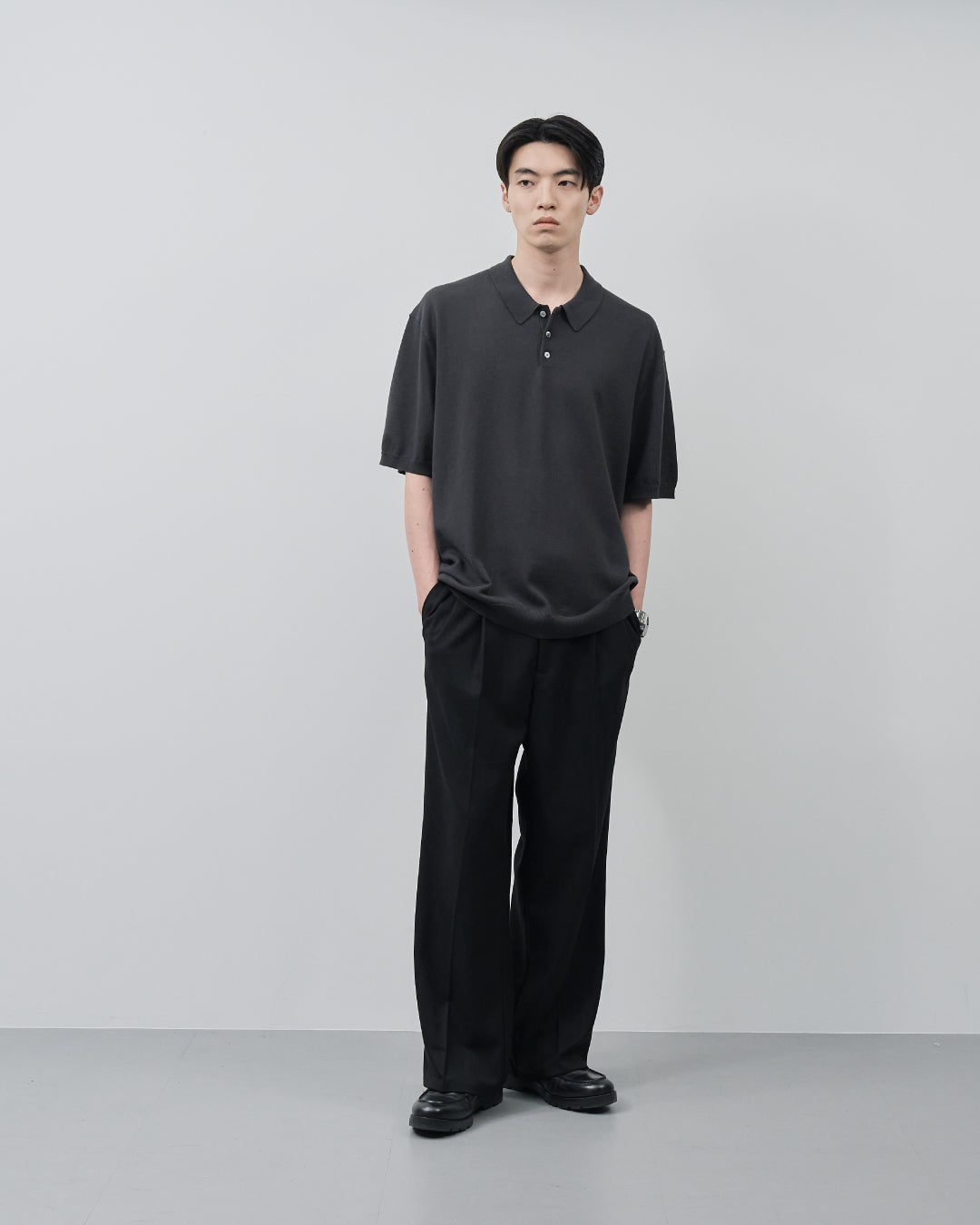 S/S Dry Knit Polo -charcoal-