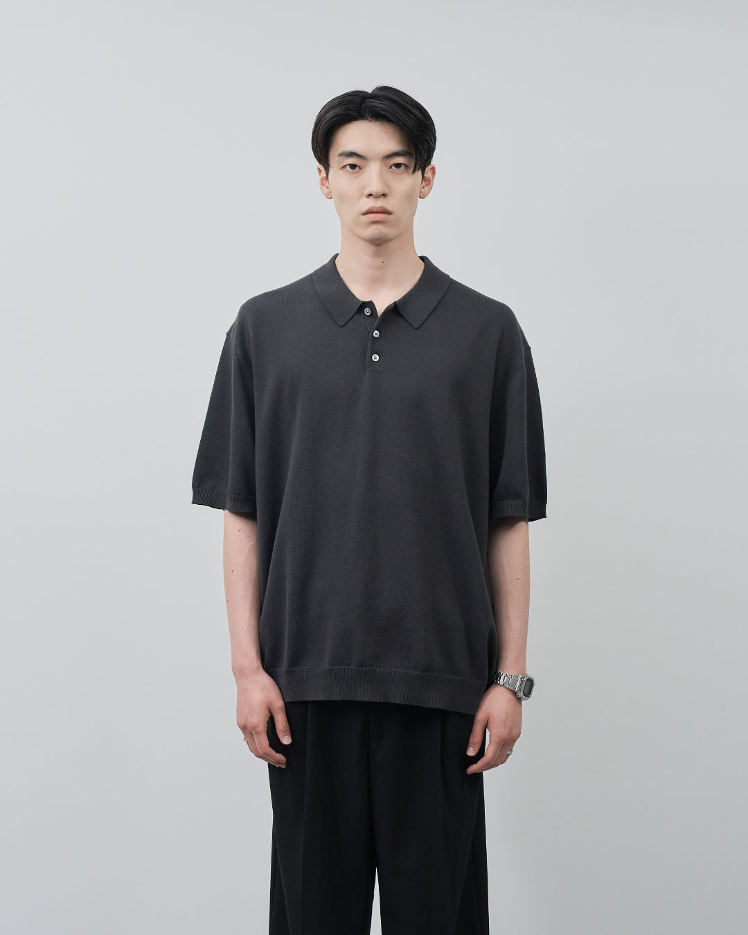 S/S Dry Knit Polo -charcoal-