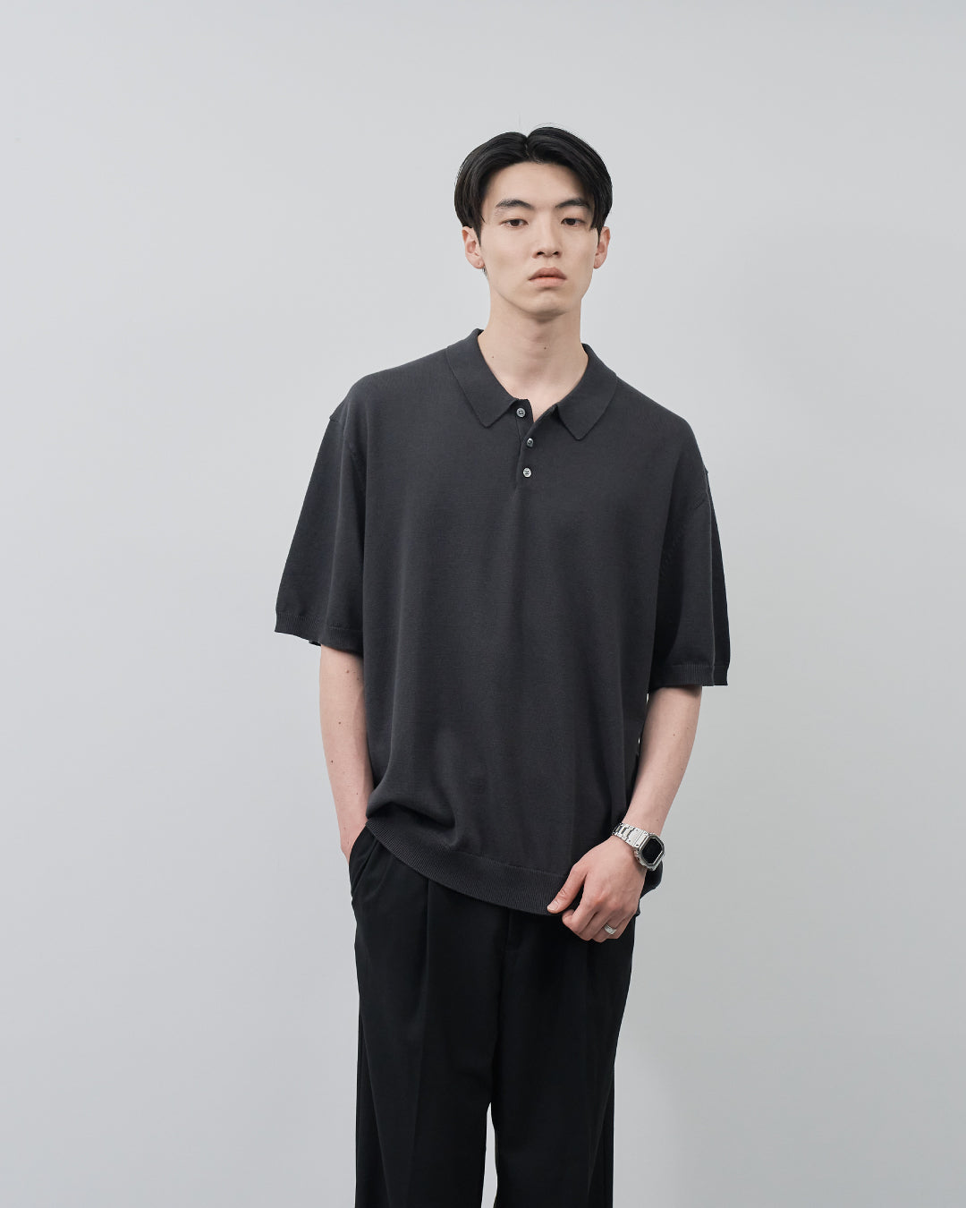 S/S Dry Knit Polo -charcoal-